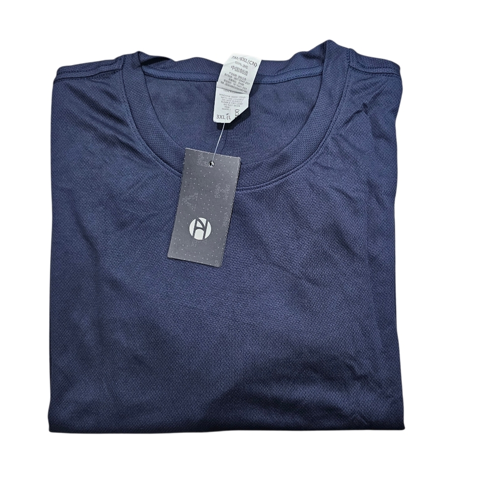 Men's Performance Stretch Long Sleeve Round Neck Jersey T Shirt US 3XL NWT Blue